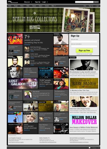 New Myspace.com page